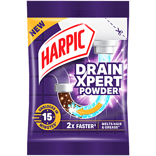 Harpic Harpic DrainXpert Drain Cleaning Powder - Removes Blockages In 30 Mins, For Washbasins, Sinks - Previous variant