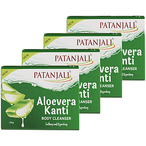 Patanjali AloeVera Kanti Body Cleanser with Natural AloeVera for Skin Care, 150 g (Pack of 3)