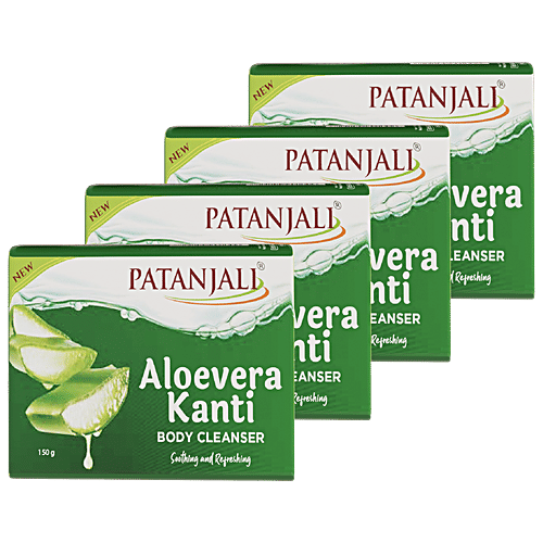 Patanjali Aloevera Kanti Body Cleanser, 150 g (Pack of 4)