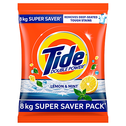 Tide Plus Double Power Detergent Washing Powder - Lemon & Mint, 8 kg
