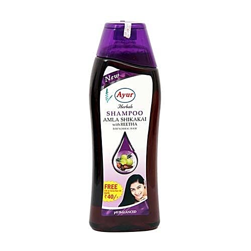 Ayur Herbals Hair Shampoo - Amla Shikakai with Reetha, For Normal Hair, 1 L Bottle - Latest variant