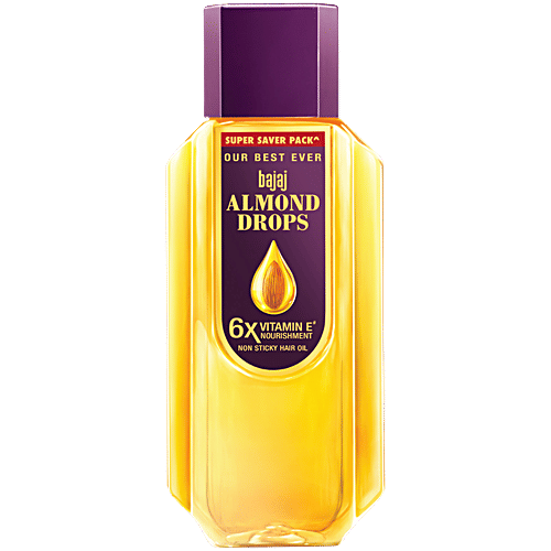 Bajaj Almond Drops Non-Sticky Hair Oil - For Healthy & Beautiful Hair, With 6X Vitamin E Nourishment
