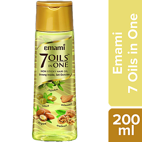 Emami 7 Oils In One Light, Non-Sticky & Non-Greasy Hair Oil, 20 Times Stronger Hair, Nourishes Scalp