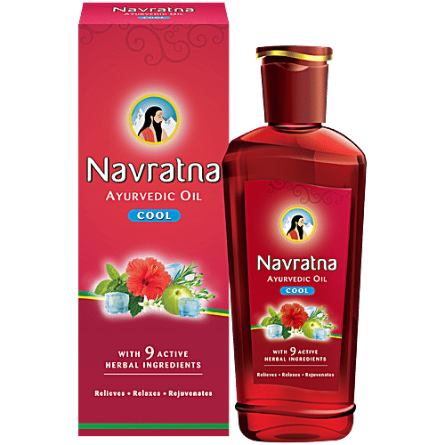 Navratna Ayurvedic Cool Oil - With 9 Active Ingredients, Relieves, Relaxes, Rejuvanates, 50 ml Carto