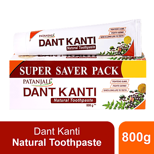 Patanjali Dant Kanti Natural Toothpaste - Super Saver Pack, 800 g (4 pcs x 200 g each) - Previous variant 1