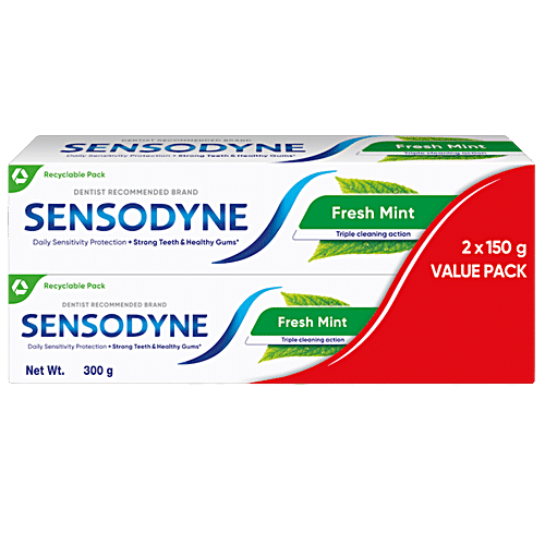 Sensodyne Fresh Mint Sensitive Toothpaste For Daily Sensitivity Protection, Contains Fluoride, Value