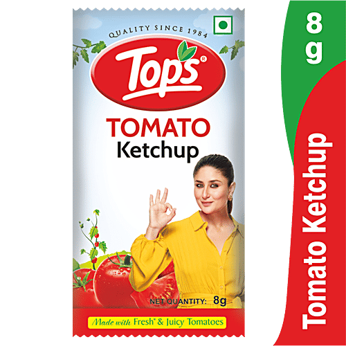 Tops Tomato Ketchup - Made With Fresh & Juicy Tomatoes, 8 g Pouch (Pack of 20)