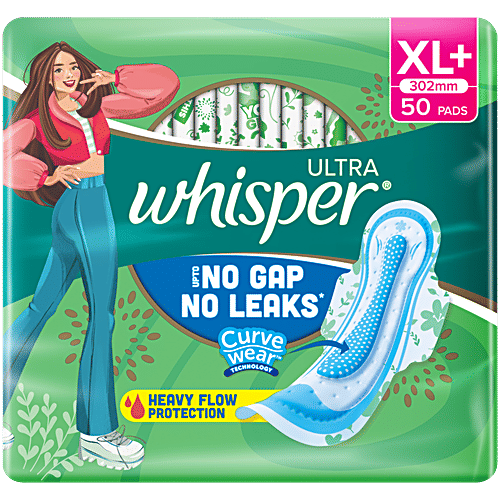 Whisper Ultra Up To No Gap No Leaks Sanitary Pads, XL+, 7 pcs